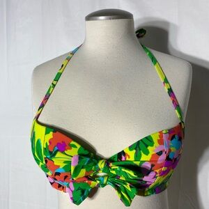 Aerie Vibrant Floral Halter Bikini Top With Underwire 34B